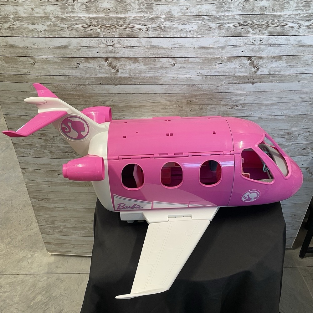 Barbie Dream Plane Airplane Jumbo Jet 2019 Mattel Play Set Pink + Serving Cart - Picture 2 of 16